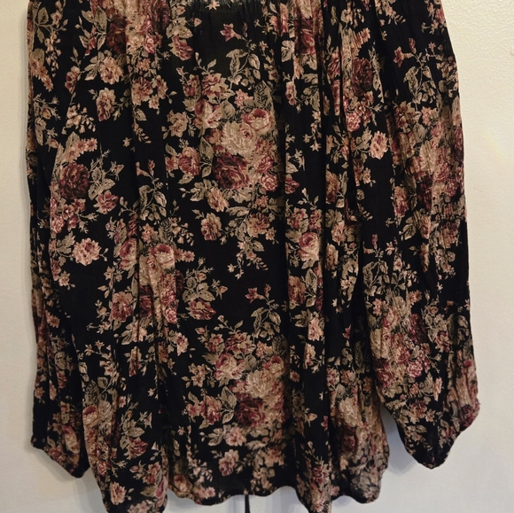 Denim & Supply Ralph Lauren Boho Black Floral Peasant Top XL - Picture 4 of 6